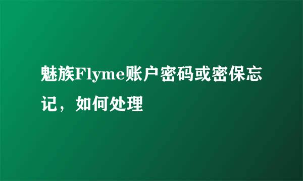 魅族Flyme账户密码或密保忘记，如何处理