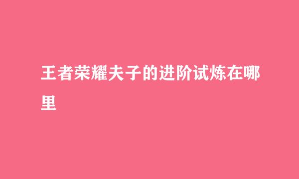 王者荣耀夫子的进阶试炼在哪里