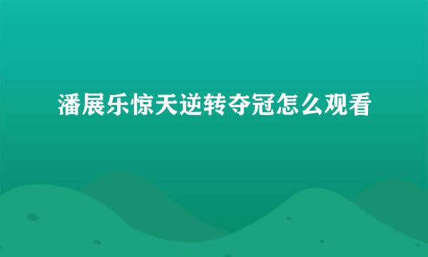 潘展乐惊天逆转夺冠怎么观看