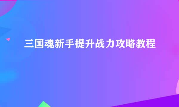 三国魂新手提升战力攻略教程