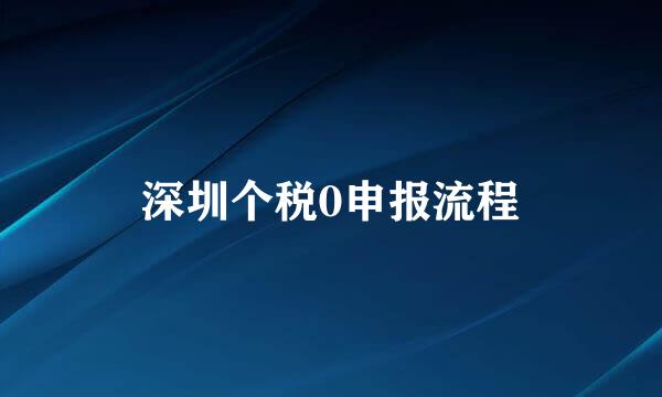 深圳个税0申报流程