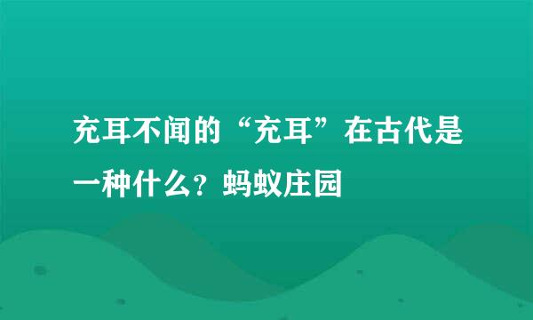 充耳不闻的“充耳”在古代是一种什么？蚂蚁庄园