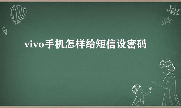 vivo手机怎样给短信设密码