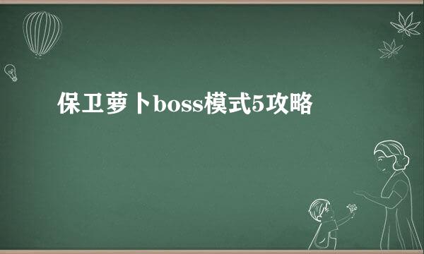 保卫萝卜boss模式5攻略