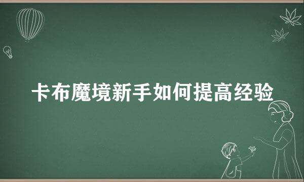 卡布魔境新手如何提高经验