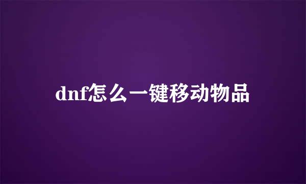dnf怎么一键移动物品
