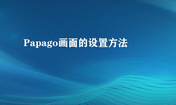 Papago画面的设置方法