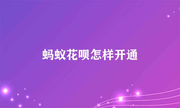 蚂蚁花呗怎样开通