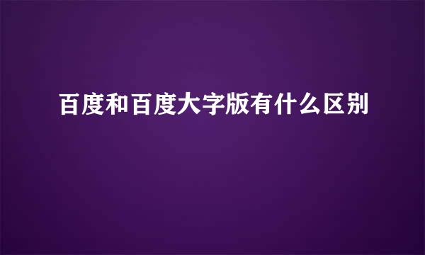 百度和百度大字版有什么区别