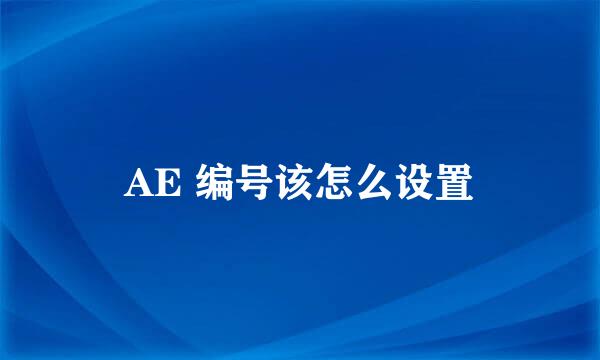 AE 编号该怎么设置