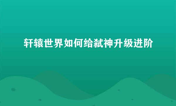 轩辕世界如何给弑神升级进阶