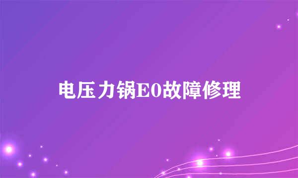 电压力锅E0故障修理