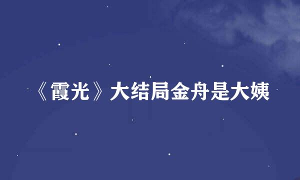 《霞光》大结局金舟是大姨