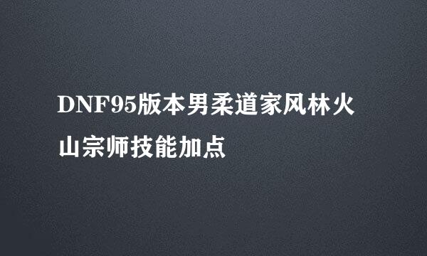 DNF95版本男柔道家风林火山宗师技能加点