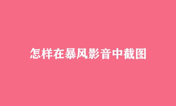 怎样在暴风影音中截图
