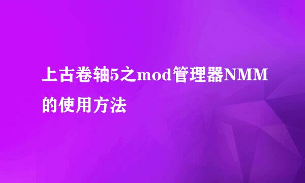 上古卷轴5之mod管理器NMM的使用方法