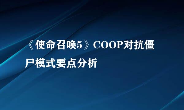 《使命召唤5》COOP对抗僵尸模式要点分析