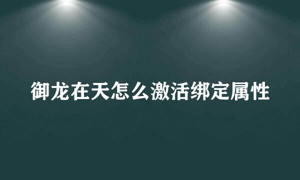 御龙在天怎么激活绑定属性