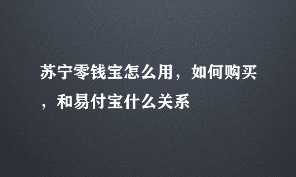 苏宁零钱宝怎么用，如何购买，和易付宝什么关系