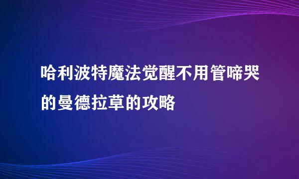 哈利波特魔法觉醒不用管啼哭的曼德拉草的攻略