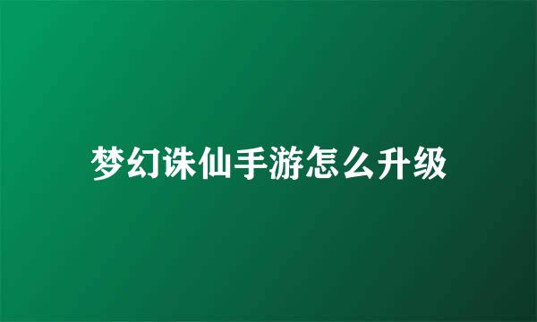梦幻诛仙手游怎么升级