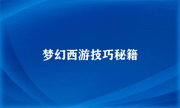 梦幻西游技巧秘籍