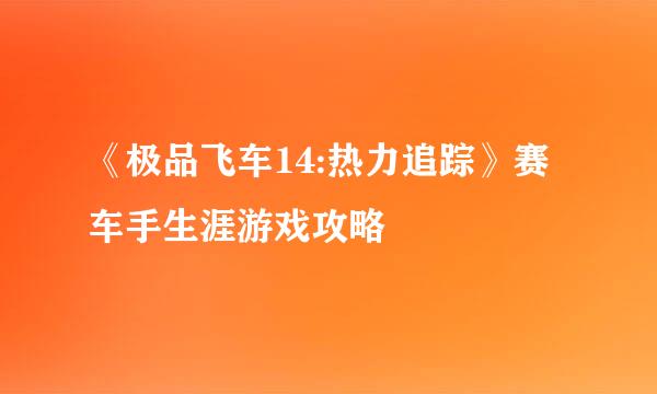 《极品飞车14:热力追踪》赛车手生涯游戏攻略