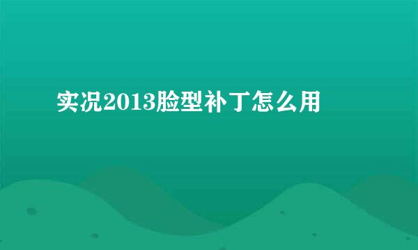 实况2013脸型补丁怎么用
