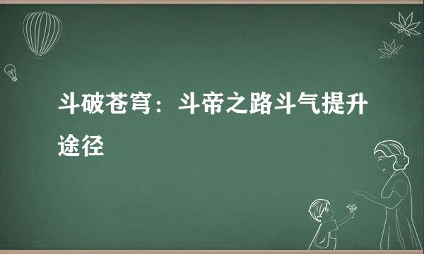 斗破苍穹：斗帝之路斗气提升途径