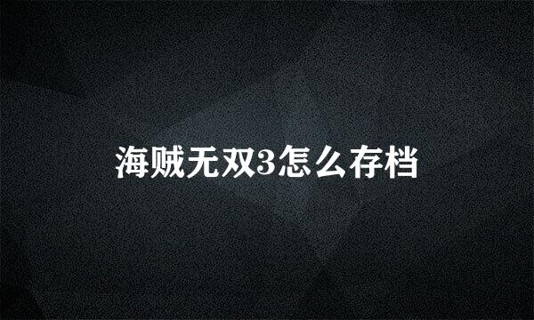海贼无双3怎么存档