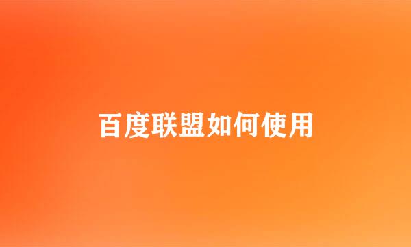 百度联盟如何使用