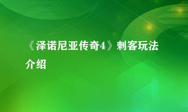 《泽诺尼亚传奇4》刺客玩法介绍