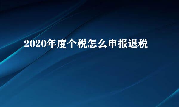 2020年度个税怎么申报退税