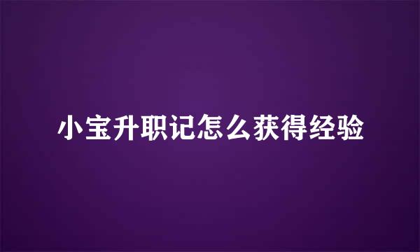 小宝升职记怎么获得经验
