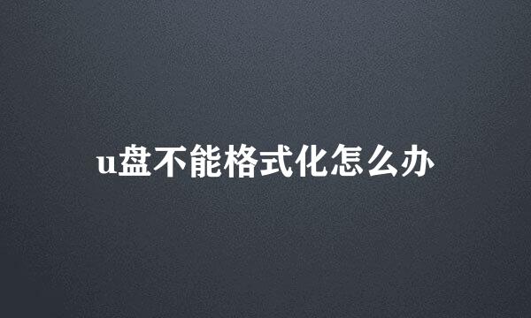 u盘不能格式化怎么办