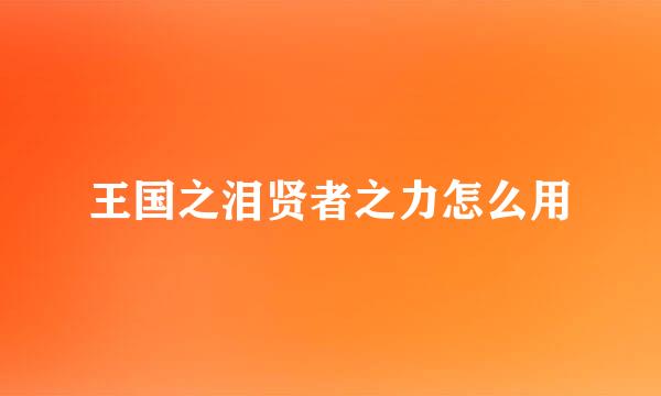 王国之泪贤者之力怎么用