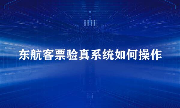 东航客票验真系统如何操作