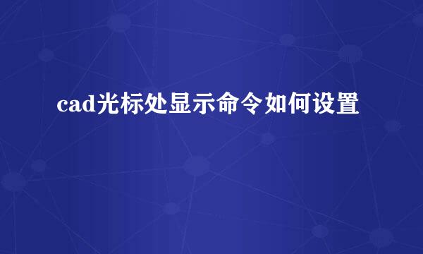 cad光标处显示命令如何设置