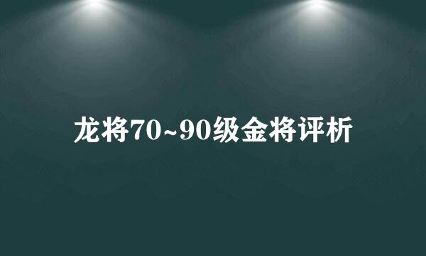 龙将70~90级金将评析