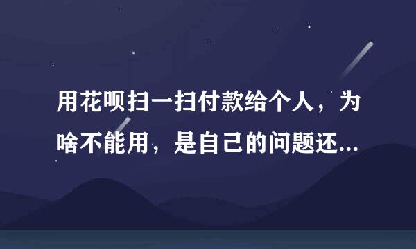 用花呗扫一扫付款给个人，为啥不能用，是自己的问题还是对方的问题？花呗一次付款对方