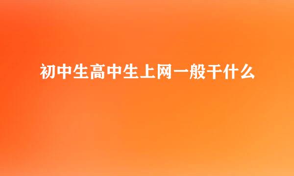 初中生高中生上网一般干什么