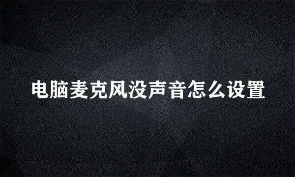 电脑麦克风没声音怎么设置