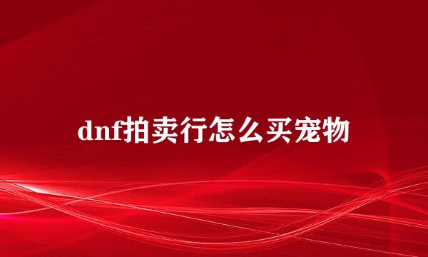 dnf拍卖行怎么买宠物
