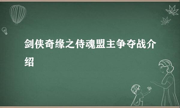 剑侠奇缘之侍魂盟主争夺战介绍