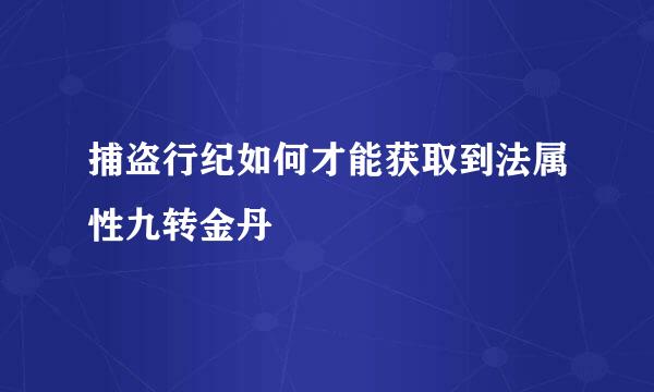 捕盗行纪如何才能获取到法属性九转金丹