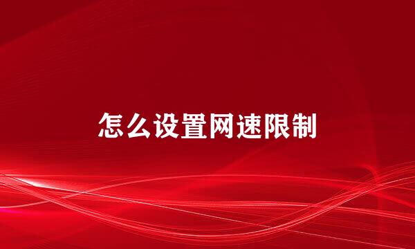 怎么设置网速限制