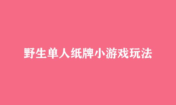 野生单人纸牌小游戏玩法