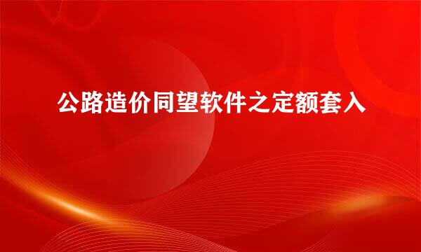 公路造价同望软件之定额套入