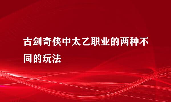 古剑奇侠中太乙职业的两种不同的玩法