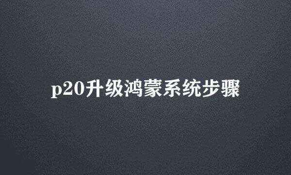 p20升级鸿蒙系统步骤